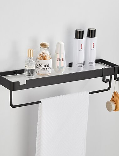  Badezimmerregale Wandmontiertes goldenes Aufbewahrungsregal Badezimmer Küche Badezimmer Hardware Anhänger Badezimmer Regal Platz Aluminium Acryl Duschregal Eckregal Quadratisches Bad Duschregal
