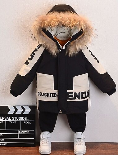  Baby Jungen Fleecejacke Hoodie Jacke Oberbekleidung Buchstabe Langarm Mantel Outdoor Baumwolle Modisch Basic Schwarz Grau Herbst Winter 3-7 Jahre