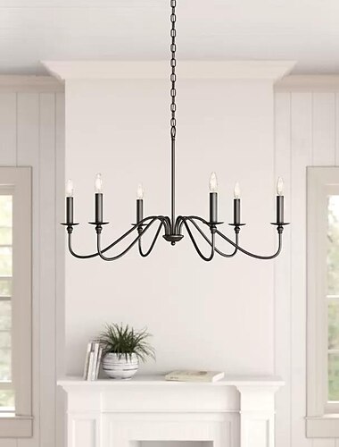  88 cm led hanglamp 6 lichts kaars stijl industrieel ijzer voor eetkamer, woonkamer, keuken zwart modern traditioneel / klassiek 220-240v