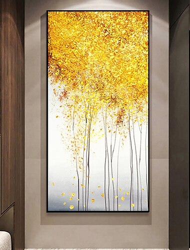  Oro botánico pintura al óleo lienzo pared arte decoración moderno abstracto árbol de la fortuna dorada para la decoración del hogar enrollado sin marco pintura sin estirar