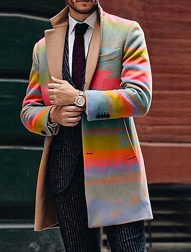  Pánské Zimní kabát Kabát Obchod Ležérní Zima Podzim Polyester Zahřívací Svrchní oděvy Oblečení sportovní Batikované Kostka Přehnutý Otevřený vepředu