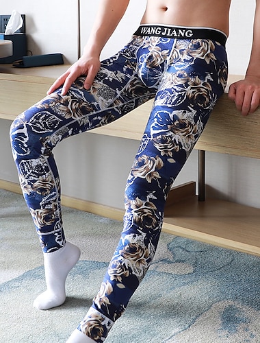  Hombre Long Johns Ropa interior térmica Pantalones Térmicos Cuadrícula / Cuadros Estampados Básico Sencillo Casual Hogar Diario Algodón Templado Transpirable Pantalón largo Pantalón Cintura elástica