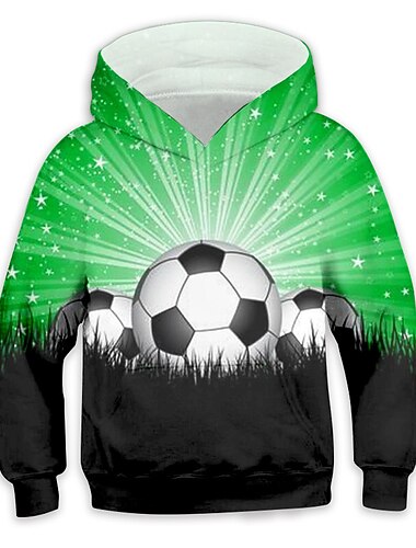  Felpa con cappuccio per bambini, pullover, calcio, manica lunga, tasca, casual, sportiva, blu, invernale, 3-12 anni