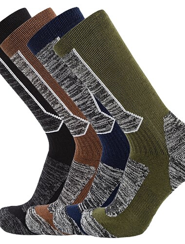  1 Par Hombre Calcetines de senderismo Calcetines de  Esquí Calcetines deportivos Mantiene abrigado Resistente al Viento Transpirable Secado rápido Invierno Al aire libre Algodón Negro Marrón Verde
