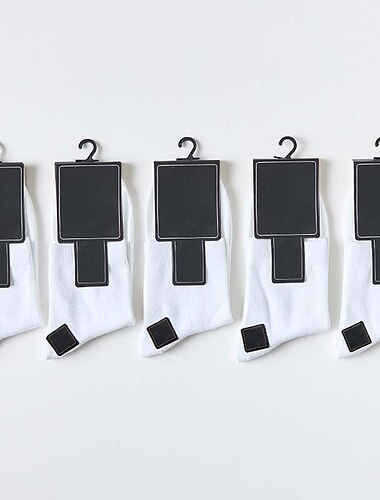  Herren 5 Paare Socken Anzug Socken Socken Stricken Freizeitsocken Schwarz Weiß Farbe Baumwolle Einfarbig Casual Täglich Warm Winter Modisch Komfort