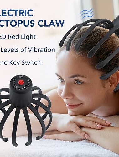  elektrisches Kopfhautmassagegerät Oktopuskralle Hände frei therapeutischer Kopfkratzer Relief Haarstimulation wiederaufladbar Stressabbau Geschenk