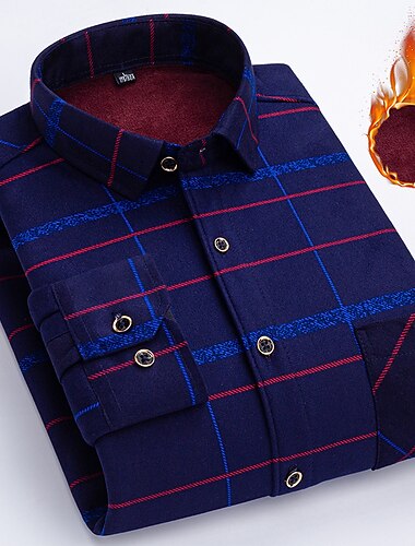  Herren Kleidhemd Flanellhemd Kariertes Hemd Kragenhemd Knopfhemd Tartan Hochzeit Arbeit Gelb Marineblau Königsblau Blau Langarm Umlegekragen Frühling Herbst Winter Bekleidung Farbblock