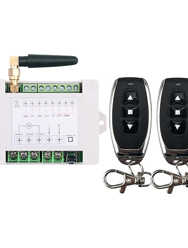  433 mhz ac 110v 220v 2ch rf fjärrkontroll switch controller universal rf relämottagare för lätt garageportöppnare motor upp ner stopp 433mhz