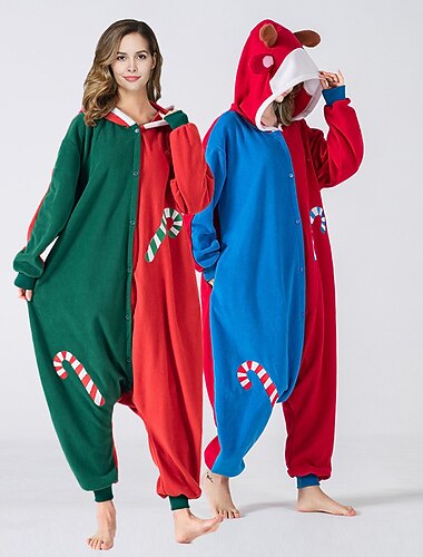  Renne Rodolphe Pyjama Kigurumi Pyjama de Noël Pyjama Combinaison Homme Femmes Noël Adultes Noël la veille de Noël Vêtements de maison Combinaison