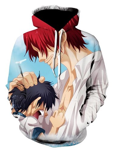  One Piece Film: Rot Affe D. Ruffy Portgas·D· Ass Kapuzenshirt Zeichentrick Manga Anime 3D Vordertasche Grafik Für Paar Herren Damen Erwachsene 3D-Druck Casual