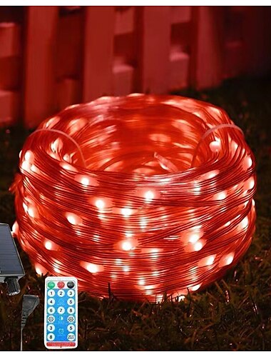  Wasserdichte Solar-Lichterkette für den Außenbereich, 10/20 m, 100/200 LEDs mit Fernbedienung, 8 Modi, Lichterkette für den Außenbereich, Garten, Hochzeit, Baum, Weihnachten, Fensterdekoration
