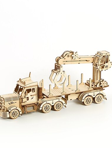  3D Wooden Puzzles DIY Model Truck Crane Puzzle Toy Gift for Adults and Teens Festival/Birthday Gift