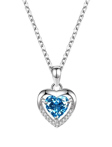  Pendant Necklace Rhinestones S925 Sterling Silver Women's Vintage Fashion Artistic Geometrical Heart Heart Shape Necklace For Street Daily Holiday