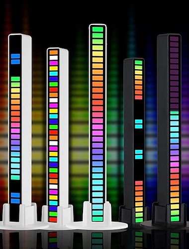  מנורת LED RGB חכמה עם שליטה קולית אור תואם לקצב סנכרוני באינטרנט אור סביבה צבעוני רכב שולחן עבודה אור אווירה יצירתי LED