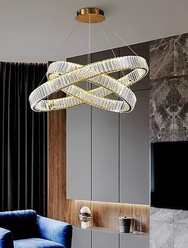  luz pendente de cristal led anel popular lustre moderno círculos lâmpada suspensa lâmpadas de decoração para casa interna 110-120v / 220-240v