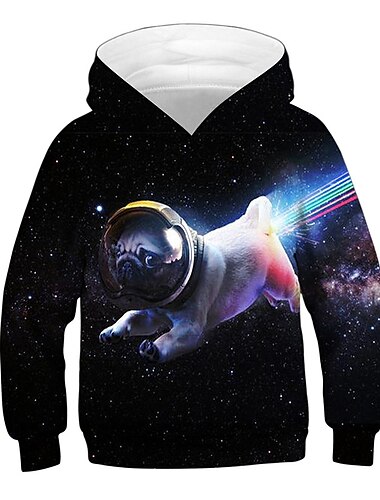  Sweat à capuche Enfants Fille Animal Casual manche longue Poche Frais 7-13 ans Automne Multicouleur Noir