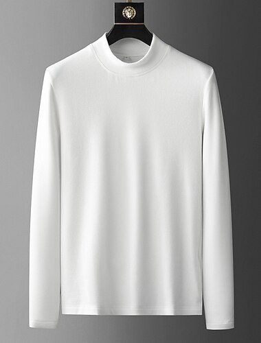  Voor heren Coltrui Shirt met lange mouwen Lange mouw Strakke ronde hals Lente & Herfst Effen Modieus Casual Comfortabel Straat Feestdagen Uitgaan Zwart Wit blauw Top T-shirt voor mannen