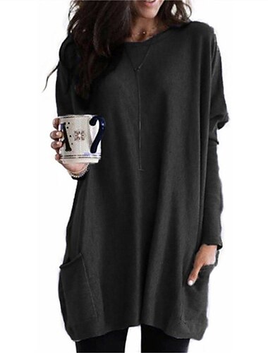  T Shirt Damen Schwarz Gelb Solide / einfarbig Patchwork Tasche Strasse Täglich Täglich Klassisch Rundhalsausschnitt Regular Fit S