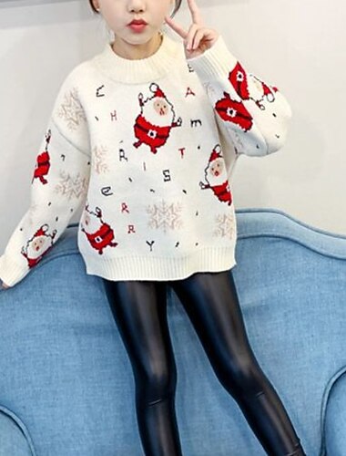 Детский свитер «Уродливое Рождество» для девочек с рисунком, школьный, с длинными рукавами, активный, для детей от 3 до 13 лет, зима, красный, белый   Детский свитер «Уродливое Рождество» для девочек с рисунком, школьный, с длинными рукавами, активный, для детей от 3 до 13 лет, зима, красный, белый