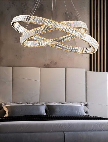  Lámpara colgante de cristal led anillo popular araña círculos modernos lámpara colgante interior decoración del hogar lámparas 110-120 v / 220-240 v