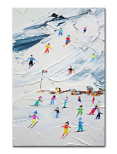  Mintura pintura a óleo de montanha artesanal em tela decoração de arte de parede moderna imagem de paisagem de neve abstrata para decoração de casa rolada sem moldura pintura não esticada
