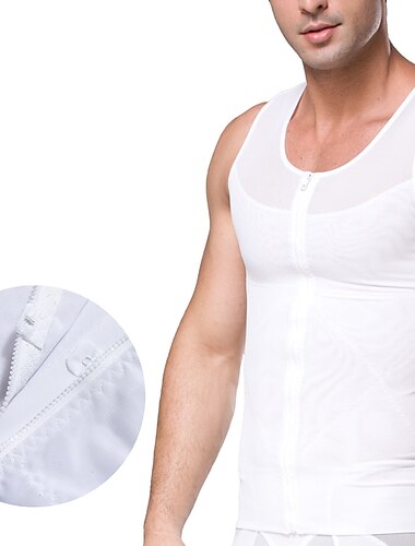 Hombre Fajas Entrenador de cintura Escultor de cuerpo Color puro Sencillo Confort Hogar Diario Poliéster Adelgazante Cuello Barco Sin Mangas Invierno Otoño Negro Beige