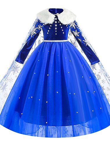  La Reine des neiges Conte de Fées Princesse Elsa Robe de demoiselle d'honneur Costume de soirée à thème Robes en tulle Cosplay Cosplay de Film for Fille Enfant Carnaval Mascarade Mariage robe