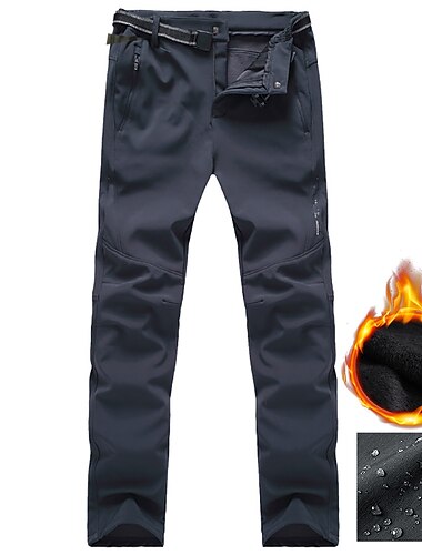  Homme Pantalons de randonnée imperméables Pantalons Doublés en Polaire Pantalons softshell Hiver Extérieur Chaleur Thermique Doublure en Polaire Imperméable Coupe-vent Pantalons Bas Noir Vert Véronèse
