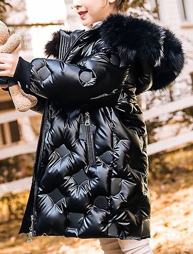  Bambino Da ragazza Piume Tinta unica Attivo Esterno Cotone Cappotto Capispalla 4-12 anni Autunno Nero Oro Azzurro cielo
