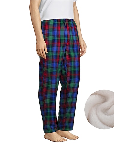  Hombre Pantalones de pijama Pantalones a cuadros Pantalones de Yoga (Lounge) 1 pcs Cuadrícula / Cuadros Cálido Suave Hogar Cama Spa Franela Templado Bolsillo Cintura elástica Invierno Rojo Azul