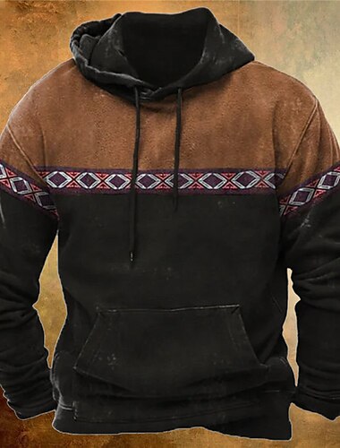  Herren Farbblock Grafik-Drucke Hoodie Sweatshirt Kapuze Hoodies Pullover Hoodie Sweatshirt Kapuze Langarm Sweatshirt mit Kapuze Mit Kapuze Strassenmode 3D-Druck Täglich Sport Schwarz Blau Bedruckt