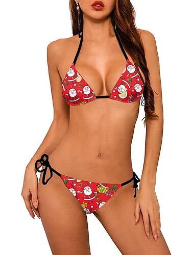  Mrs.Claus Ropa Interior Mujer Navidad Nochebuena Navidad Adultos Fiesta Navidad Bikini