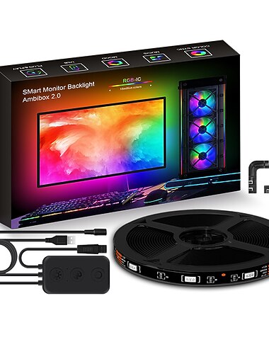  led strip φώτα backlights usb οθόνη υπολογιστή συγχρονισμός οθόνης έξυπνη ατμόσφαιρα 1/1.5/2/2.5m 5050smd 30 led beads/m ws2811 app έλεγχος υποστήριξη πολλαπλών οθονών