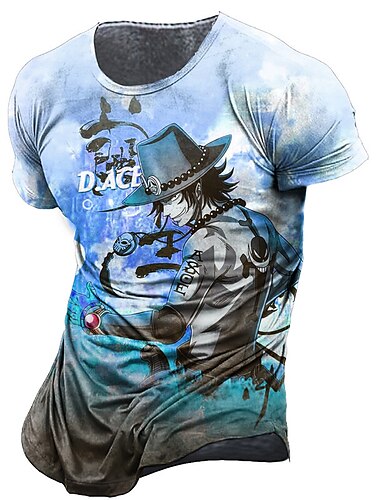  One Piece Portgas·D· Ass T-Shirt-Ärmel Anime Zeichentrick Anime 3D Klassisch Streetstyle Für Paar Herren Damen Erwachsene 3D-Druck