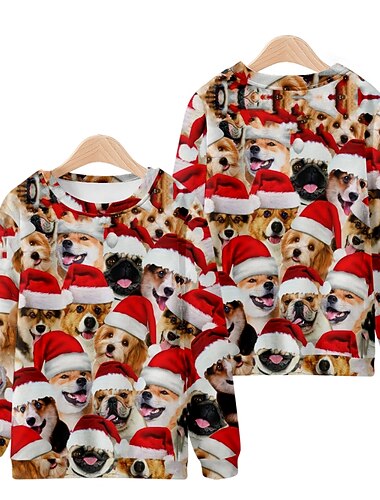  Dyr Maskerade Pullover Morsom julegenser 3D-utskrift Til Par Herre Dame Voksne Jul julaften Fest Jul