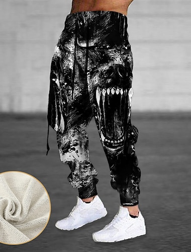  Voor heren Joggingbroeken Jogger Broek Trekkoord Elastische taille Lint Kleurenblok Grafische prints Comfort Ademend Buitensporten Casual Dagelijks Katoenmix Terry Streetwear Ontwerper Zwart blauw