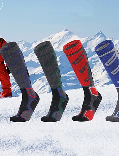  Hombre Calcetines de senderismo Calcetines de  Esquí Calcetines deportivos Mantiene abrigado Resistente al Viento Transpirable Suave Invierno Al aire libre Gris azul oscuro Color gris azulado gris