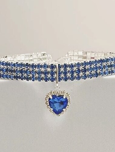  2 Stück Perlen Diamant Haustier Katze Hund Halskette Halsband Schmuck mit Bling Strasssteinen für Haustiere Katzen kleine Hunde Hündinnen Chihuahua Yorkies Mädchen Kostüm Outfits verstellbar