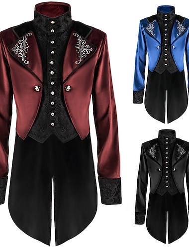  Retro vintage Punk & Gothic Middeleeuws Jas Gemaskerd Bal Rok Ren Faire Prins Edelman Voor heren Koninklijk Stoompunk Carnaval Maskerade Feest / Uitgaan Volwassenen Jas