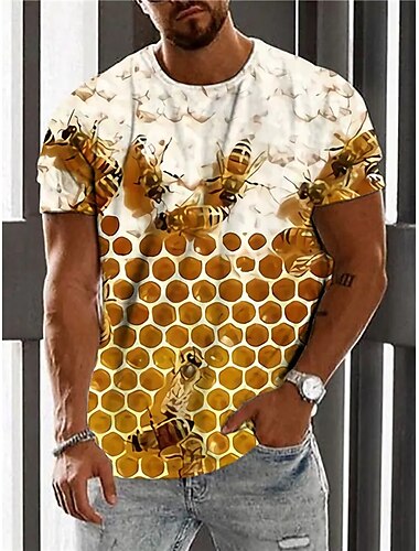  Bărbați Unisex Albină Imprimeu Grafic Cămașă Tricou Tricouri Tricouri amuzante Manșon scurt Tricou Tipărire 3D Stil Nautic Cămașă Designer Casual Mare si inalt Zilnic Concediu Galben Maro Deschis