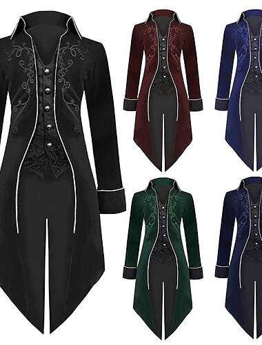  Retro vintage Punk & Gothic Middeleeuws Jas Rok Ren Faire Prins Vampieren Edelman Voor heren Koninklijk Stoompunk Carnaval Maskerade Feest / Uitgaan Volwassenen Jas