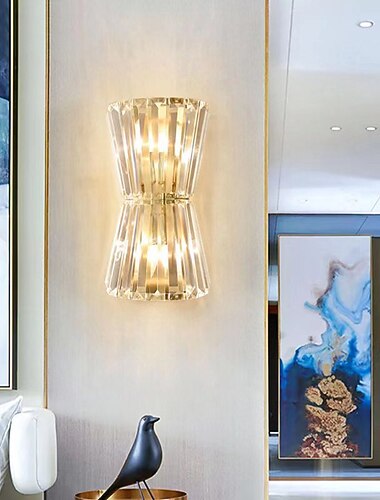  3-ljus vägglampetter i mässing moderna vägglampor i glas kristalllampetter väggbelysning inomhus (glödlampa ingår)