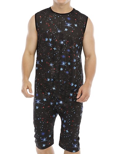  Miesten loungewear Pyjamahaalarit Puhdas väri Muoti Yksinkertainen Mukavuus Koti Päivittäin Polyesteri Hengittävä Tiukka pyöreä kaula-aukko Hihaton Tasku Kesä Punainen musta Musta