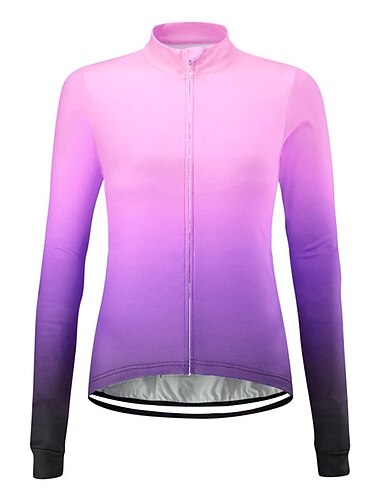  Femmes Maillot de cyclisme Couleur Unie Dégradé À Motifs manche longue Cyclisme Maillot Top avec 3 poches arrière VTT Vélo tout terrain Cyclisme sur route Résistant aux UV Séchage Rapide Poche