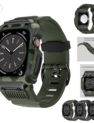  Militärischer Schutz Kompatibel mit Apple Watch Armband Verstellbar Atmungsaktiv Silikon Ersatzarmband für Series 6 / SE / 5/4 44mm Series 8/7 45mm Series 3/2/1 42mm