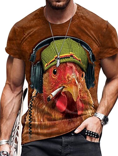  Dia dos Veteranos Camiseta Masculina Patriota Veterano Padrão Gráfico Impressões Galinha Camiseta Engraçada Camisetas de Manga Curta Camiseta Impressão 3D Camiseta de Decote Redondo Camiseta Fofa