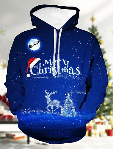  christmas menns juletre 3d hettegensere genser grafiske trykk tre stygge trykk hette casual daglig sport 3d print sportsklær casual