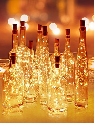  elegante bruiloft receptie feest wijnfles licht met kurk led lichtsnoer batterij inclusief lichtslinger kerstfeest bruiloft bar decoratie 5/10/20/30/100st