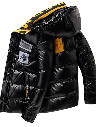  Per uomo Cappotto Invernale Giacca Invernale Giacca imbottita Giacca trapuntata Tasca Ufficio & Carriera Data Casual Quotidiano Caldo All'aperto Casual Inverno Stampato Nero Piumino