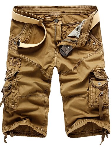  Herren Cargo Shorts Kurze Hosen Shorts Kurze Hosen Kurze Hose für Wanderer Tasche Glatt Komfort tragbar Wadenlänge Arbeit Casual Täglich Modisch Strassenmode Armeegrün Schwarz